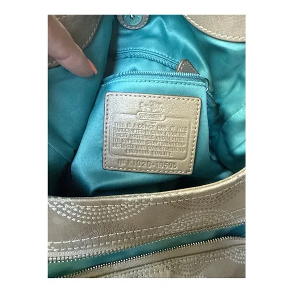 Coach Metallic Leather Beige Shoulder Bag - Picture 7 of 7